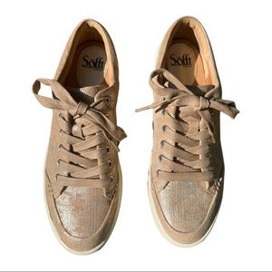 Sofft  Metallic Leather Sneaker in Gold, comfort shoe with class